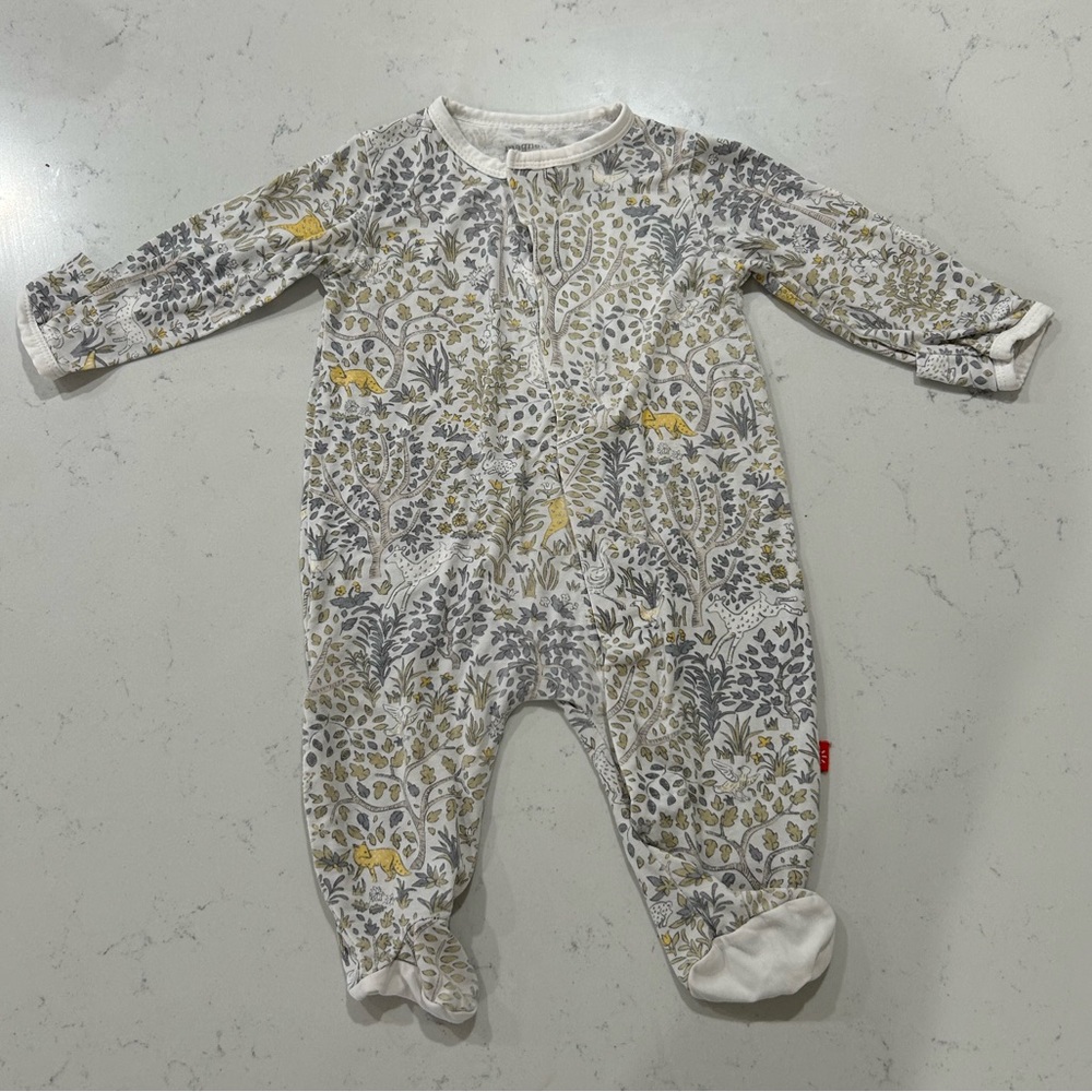 Magnetic Me 0-3 months onesie boho woodlands print